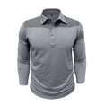 thumbnail image 4 of Kvture Fall Tops for Men Casual Stylish Color Block Long Sleeve Lapel Collar Button up Shirts for Business Office Work Golf Gray Pullover L, 4 of 7