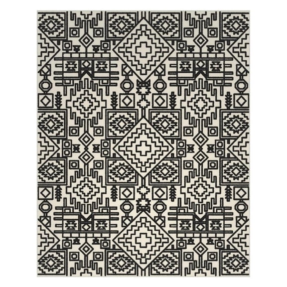 Napa Mercana Ivory and Black Chenille High-Low Area Rug