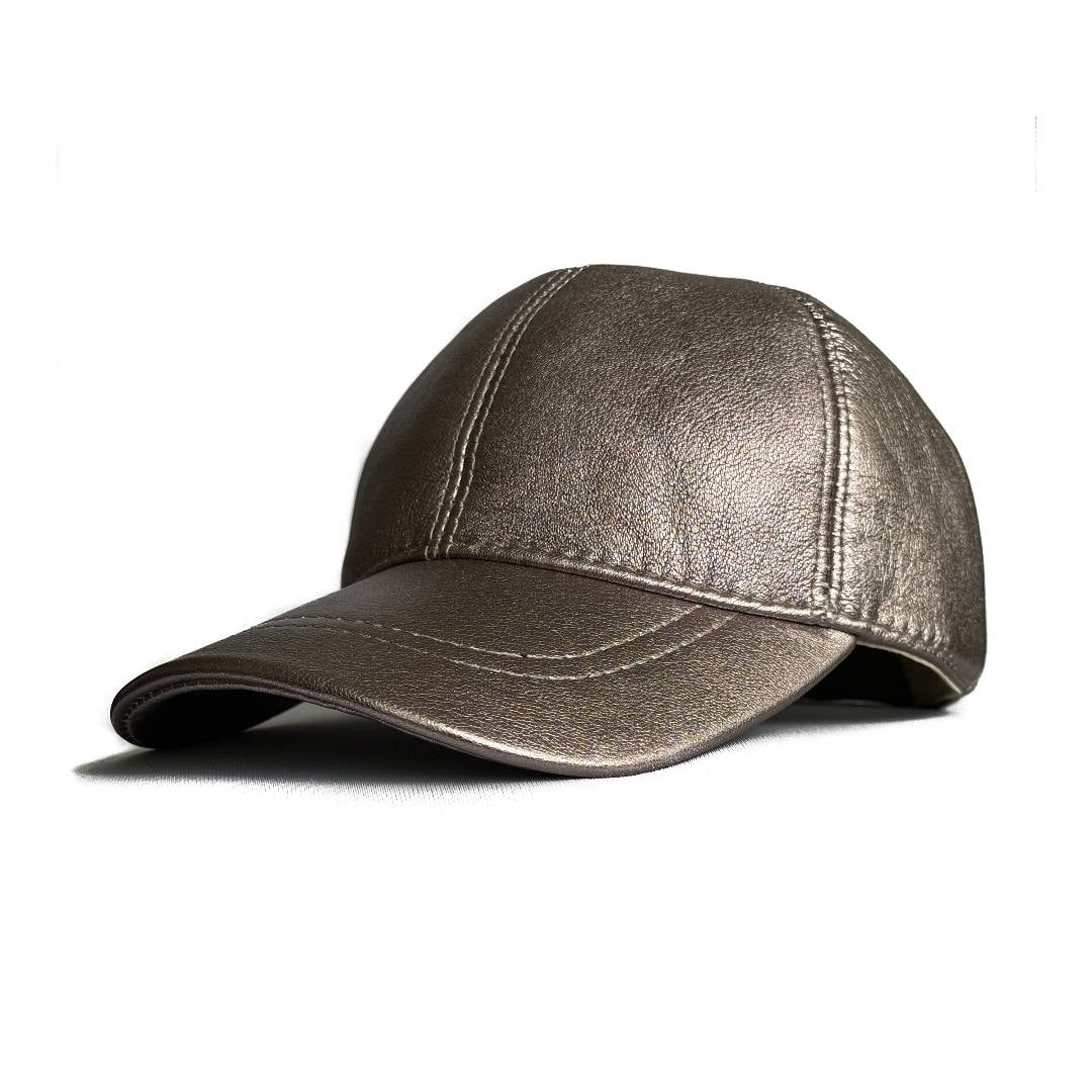 Genuine Leather Unisex Baseball Cap - 100% Lambskin Leather Adjustable Dad Hat (Rose Silver)
