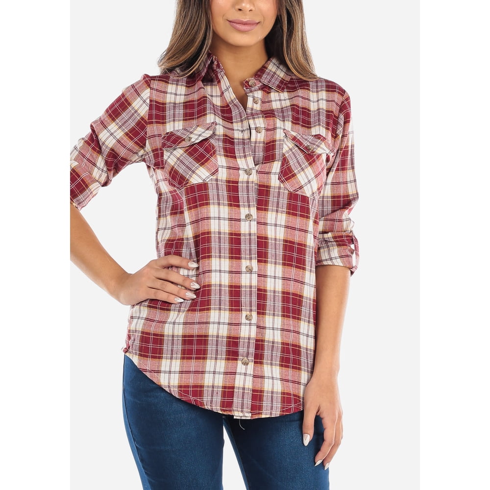 red button shirt women's