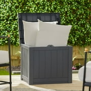 Suncast 22 Gal Outdoor Patio Small Deck Box with Storage Seat, Cyberspace
