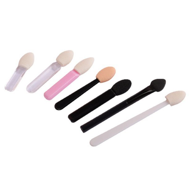 Pincel de sombra de ojos desechable de 3,3-7 cm, pincel de maquillaje de ojos portátil, mango de plástico, cabezal de esponja, herramientas de maquillaje