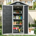 thumbnail image 3 of IMagacFun 4x6 Resin Outdoor Storage Shed Waterproof Tool Shed Heavy Duty Plastic Shed with Floor Vent and Window for Garden Patio Backyard Black, 3 of 8