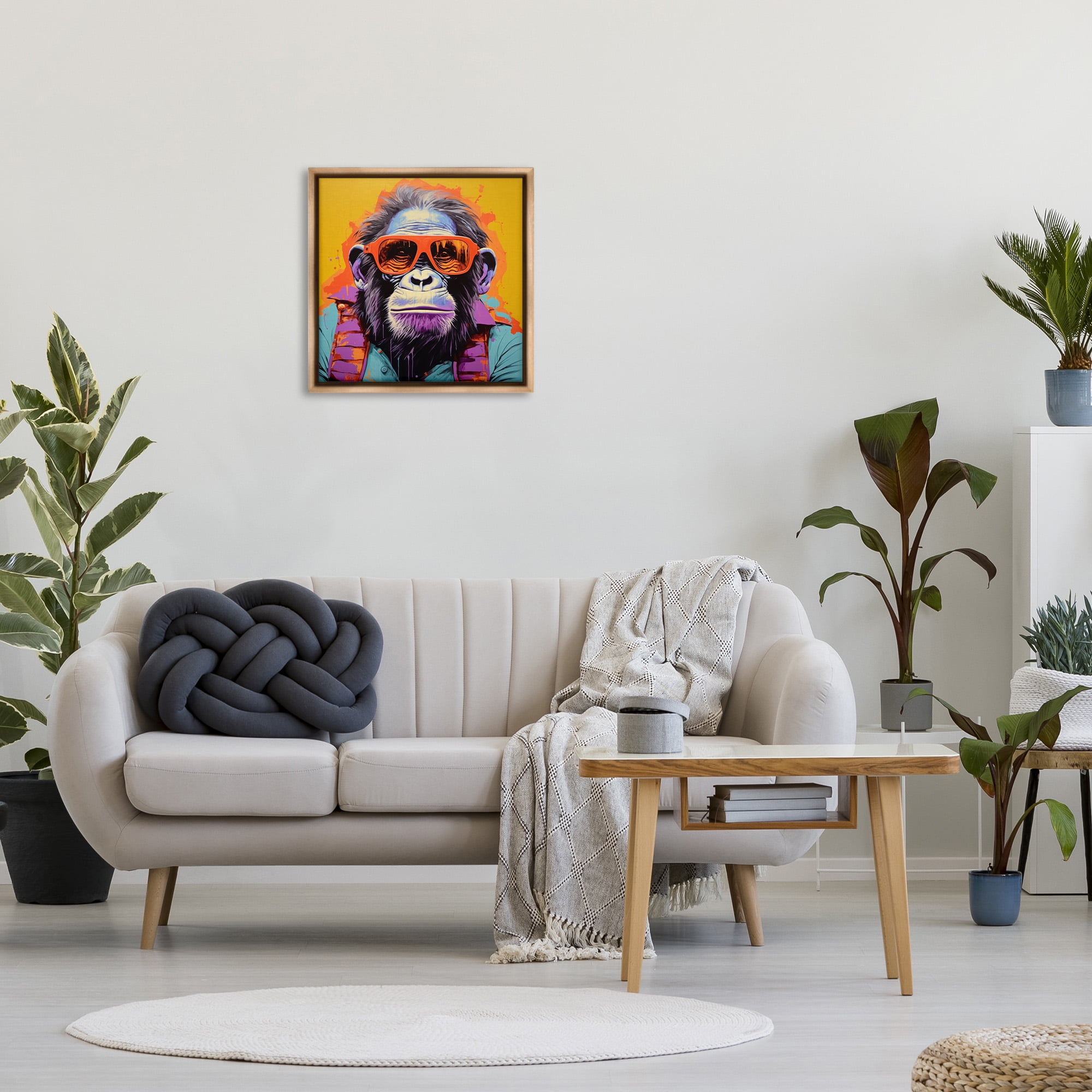 Stupell Industries Pop Style Gorilla Animals & Insects Painting Brown Floater Framed Canvas Art Print Wall Art, 25 x 25