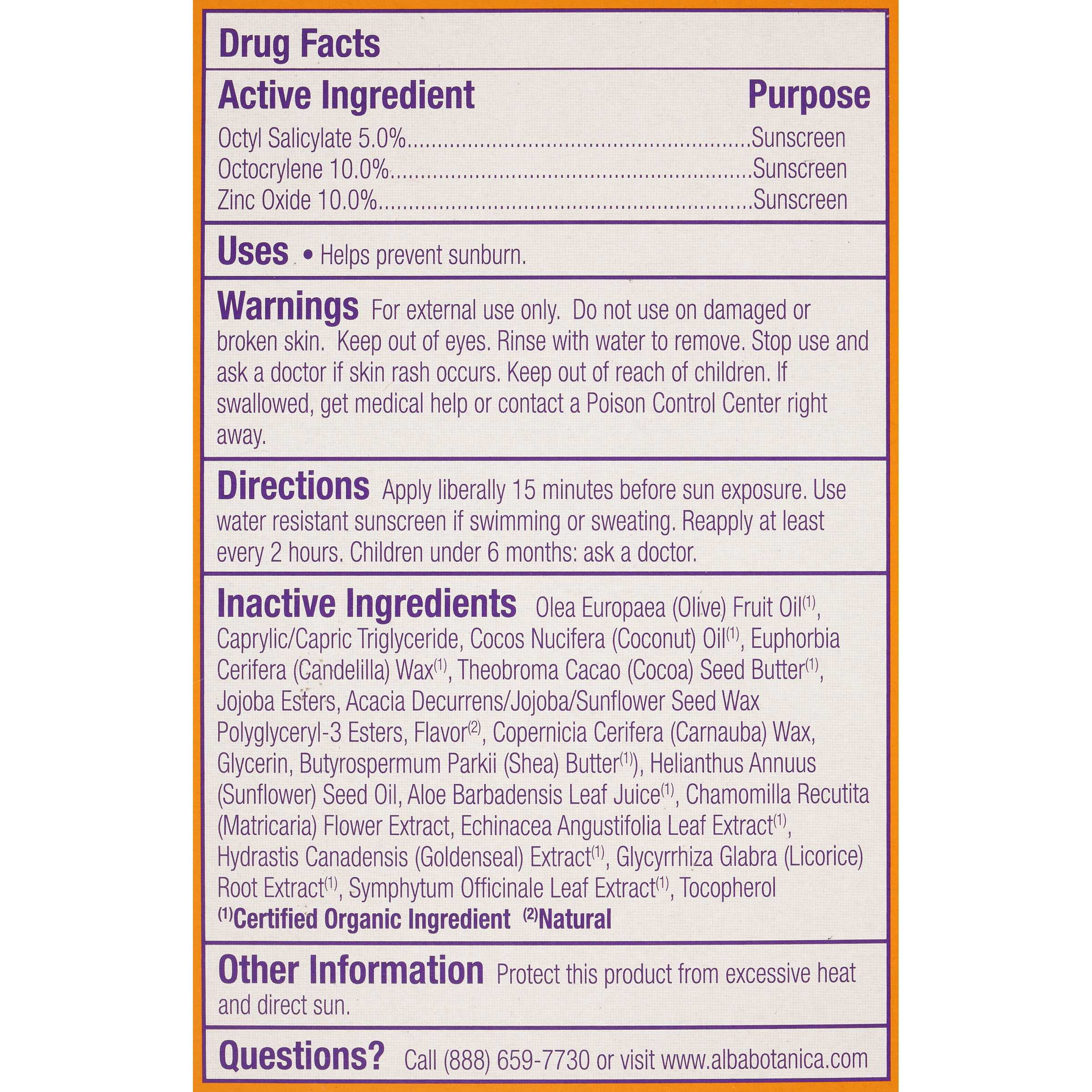 Alba Botanica Moisturizing Sunscreen Lip Balm SPF 25, 0.15 oz. Stick