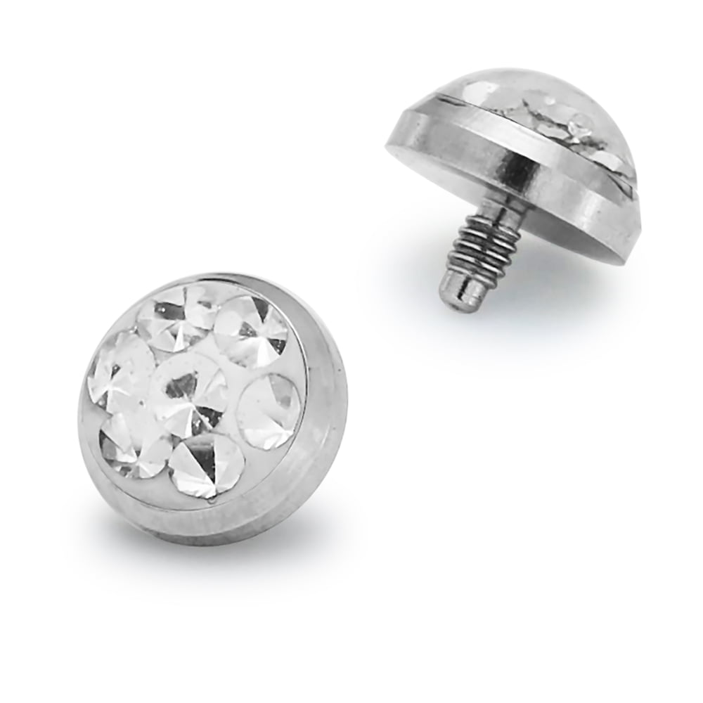 AtoZ Piercing Round Stone 316L Surgical Steel Top Micro Dermal Anchor Jewelry 