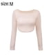 thumbnail image 2 of Camiseta ajustada de punto informal con cuello barco y manga larga para mujer, 2 of 6