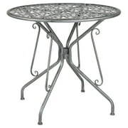 Flash Furniture Agostina Series 31.5" Round Antique Silver Indoor-Outdoor Steel Patio Table