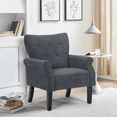 thumbnail image 4 of Magshion Upholstered Armchair, Accent Chair with Wood Leg, Cotton-linen Single Sofa Chair with Tufted Back, for Living Room Bedroom, Lava Gray, 4 of 9