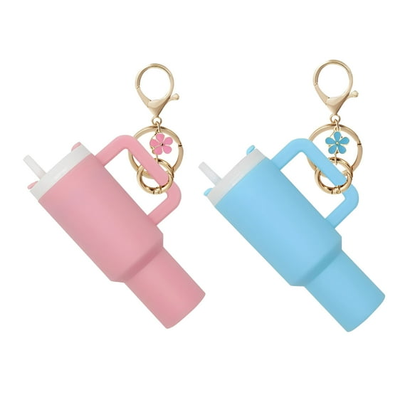 DESIGNICE 2 Pcs Mini Tumbler Keychain, Cute Cup Key Charms for Women Purse Handbag Backpack