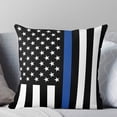 thumbnail image 4 of Thin Blue Line USA Flag Throw Pillow Covers Police Honor Law Enforcement Soft Decorative Throw Pillowcase Indoor/Outdoor Square Pillow Cover Cushion Case for Couch Sofa Bedroom Car (16in x 16in), 4 of 6