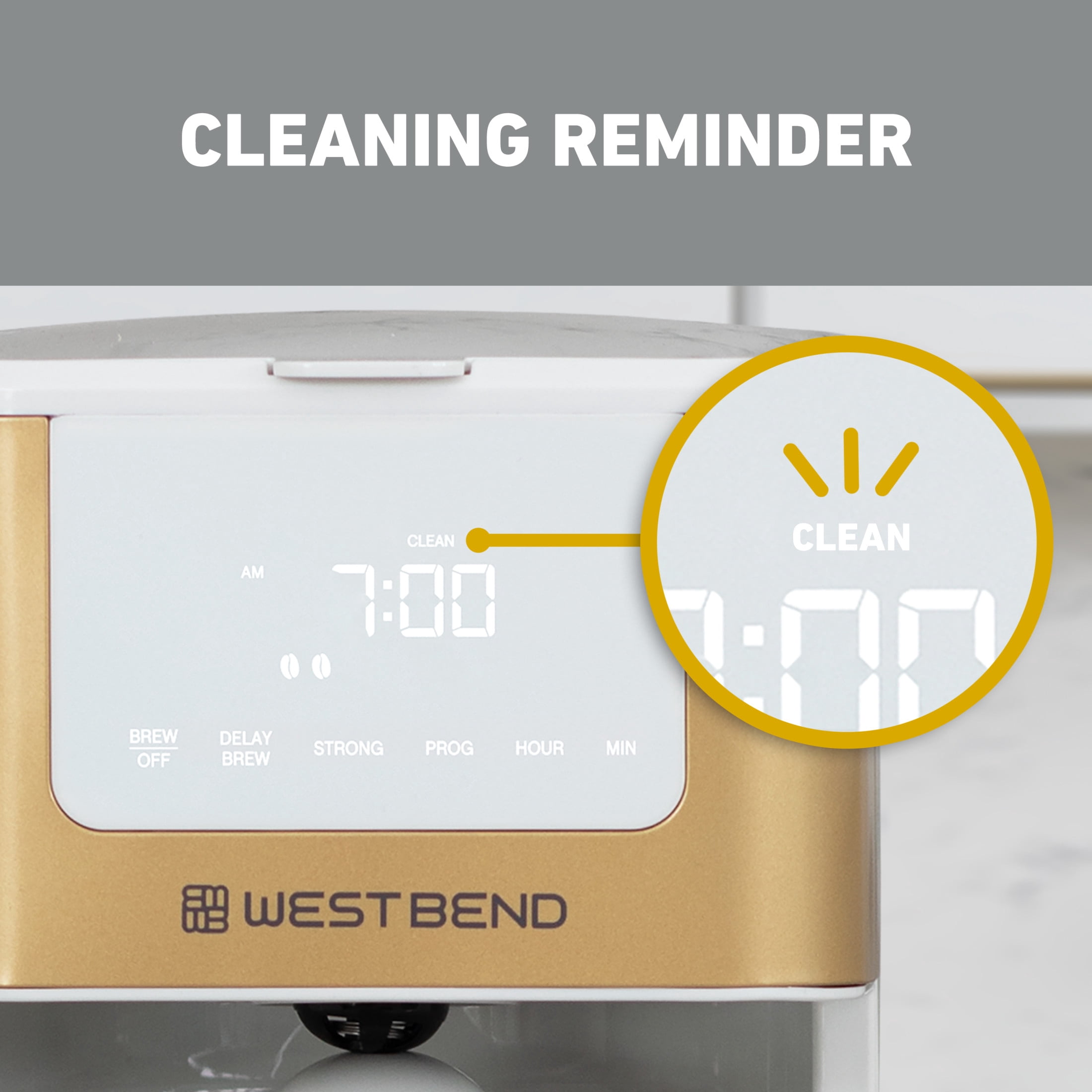 West Bend Timeless 12 Cup Hot & Iced Coffee Maker, in White/Gold (CMWB12WG13)