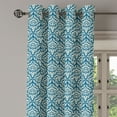 thumbnail image 2 of Ambesonne Damask Grommet Curtain, Blue Floral Pattern, 50" x 72", Blue White, 2 of 6