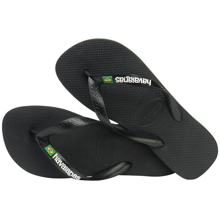 Havaianas Brazil Logo Men's Flip Flop Sandals - Black/Black, 8