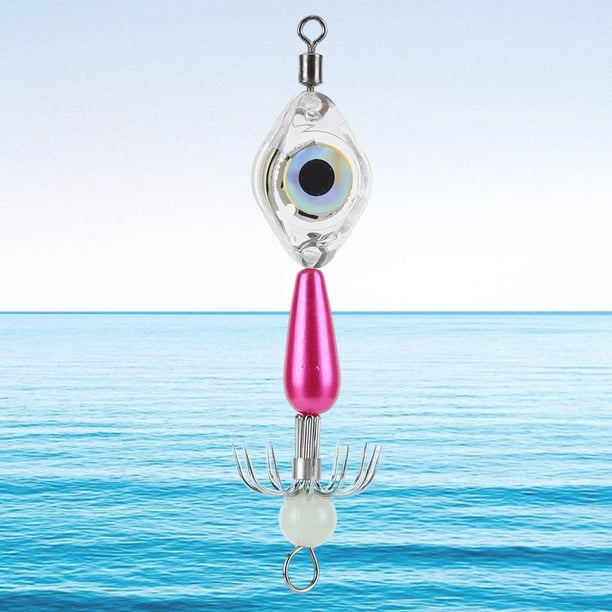 Button Battery Operated LED Light Fishing Lure Squid Hook Light (Red)