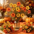 thumbnail image 5 of Dongrere 2 Pcs Fall Artificial Wildflower Bundles, Fake Flower Stems, Autumn Floral Bouquets for Home Porch Thanksgiving Vase Decor, D, 5 of 6