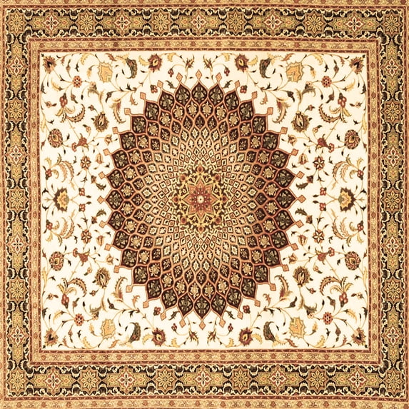 Ahgly Company Indoor Square Medallion Brown Traditional Area Rugs, 7' Square