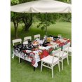 thumbnail image 3 of Outdoor Tablecloth with Umbrella Hole and Zipper, Black Christmas Rectangle Table Cloth 52x70 Inch Waterproof Tablecloth, Xmas Snowman Santa Elk Winter Snowflake Picnic Table Cover for Patio Camping, 3 of 7