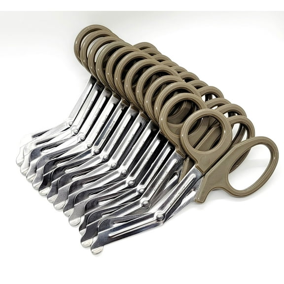 12/Pack Tan Handle Trauma Shears 7.25" Stainless Steel Scissors for Paramedics, EMT, Nurses, Firefighters   More