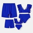 thumbnail image 2 of PatPat Easter Mommy and Me Family Matching Blue Ruffle Trim Two-piece Swimsuit and Letter Print Swim Trunks, 2 of 10
