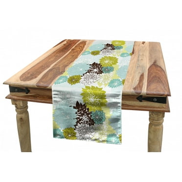 Floral Table Runner, Pastel Wildflowers Drawing of Foliage Leaves Nature Inspired Flora, Dining Room Kitchen Rectangular Runner, 3 Sizes, by Ambesonne