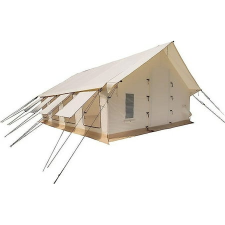WHITEDUCK Alpha Pro Canvas Wall Tent (14 x16 ) - Fire & Water Repellent - 4 Season Outdoor Camping & Hunting Tent w/Heavy Duty Aluminum Frame & PVC Floor for Large Groups Families & Outfitters