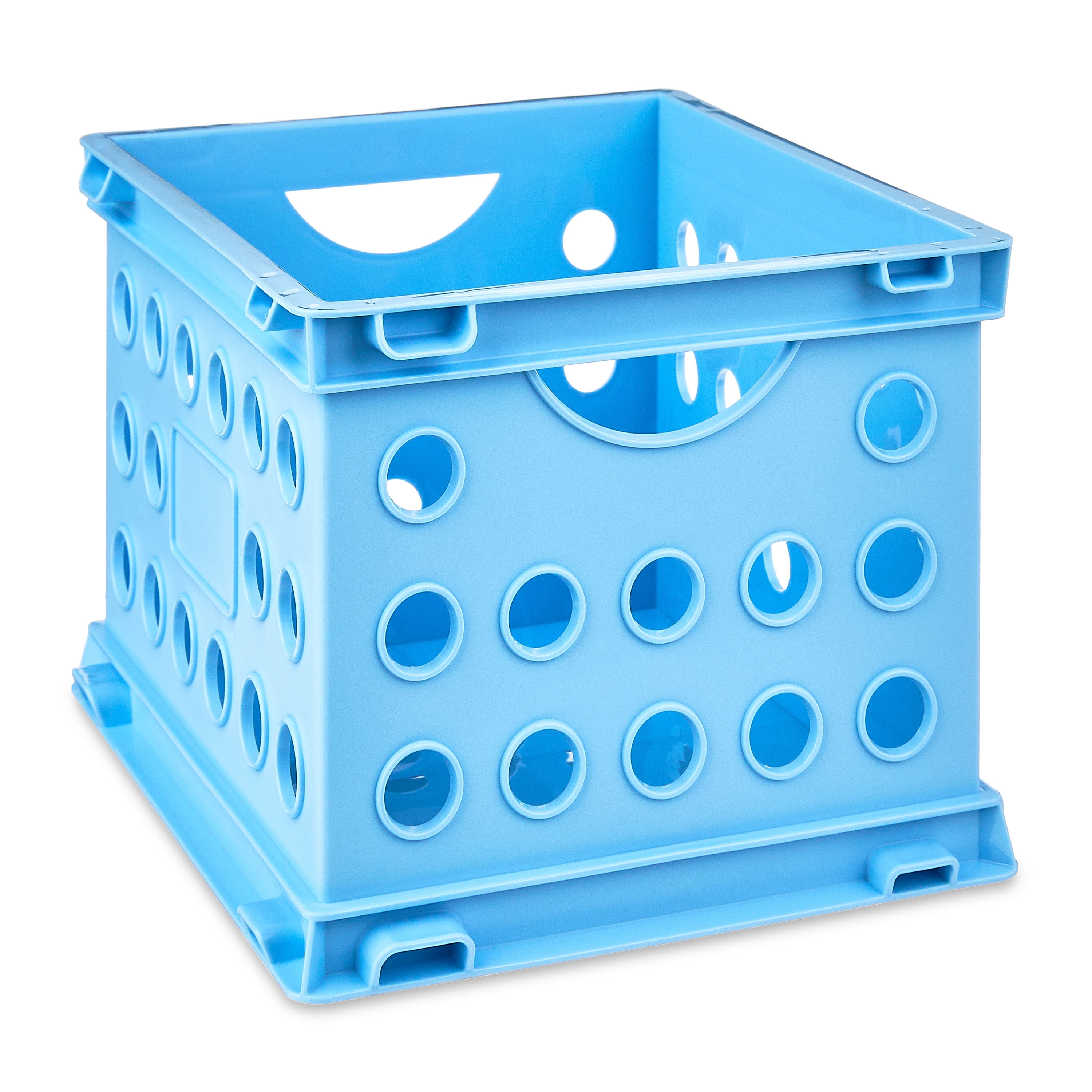 (6 pack) Pen+Gear Plastic Mini Crate, Modular Desktop Storage Box, Sky Blue, 12-Pack