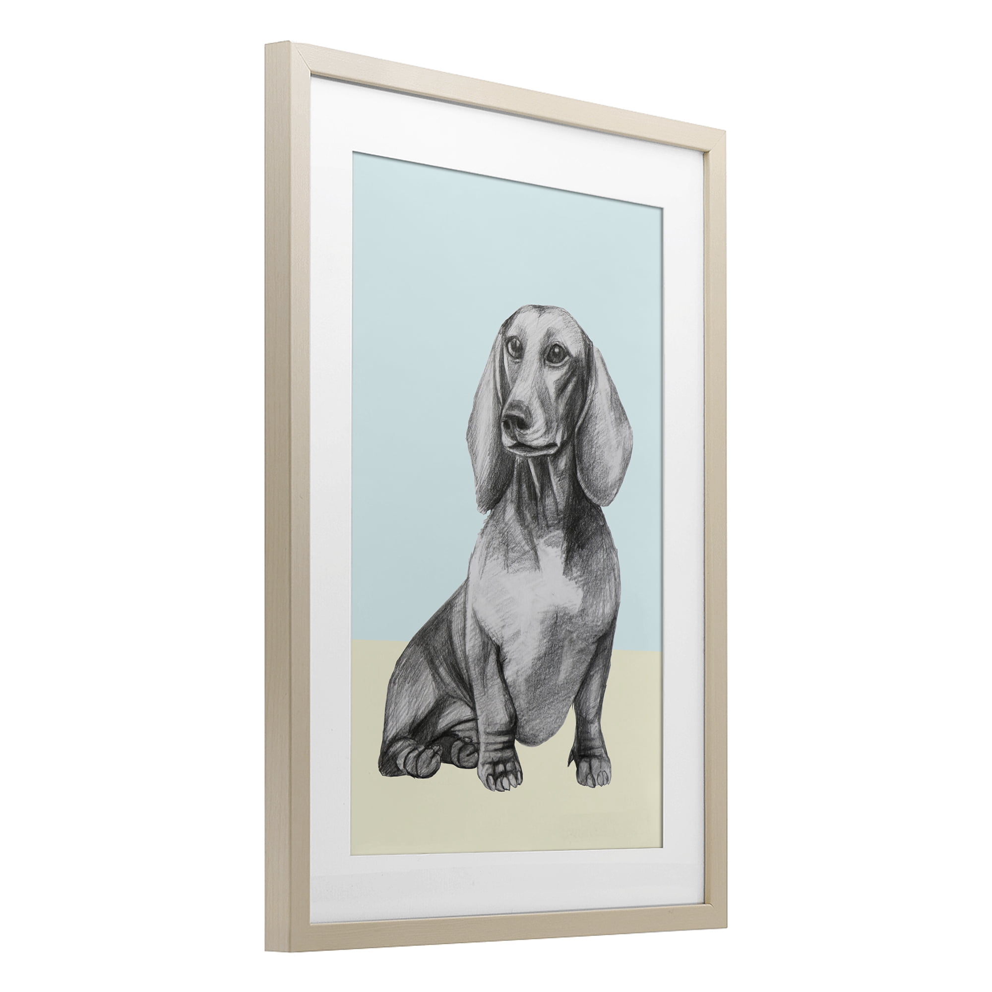 Stupell Industries Sitting Dachshund Sketch Birch Framed Print Under Glass, design by Violeta Vollmer