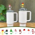 thumbnail image 1 of TidBay 2Pcs Christmas Silicone Straw Cap 10mm Reusable Dust-Proof Straw Topper for Cup Party Decor Santa Claus Snowman Elk Christmas Tree Bells Straw Tips Lids, 1 of 7