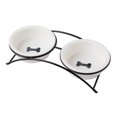 thumbnail image 1 of Juego de cuencos de cerámica para mascotas – Cuencos de agua para gatos y perros con soporte de metal antideslizante – Juego de cuencos, 1 of 5