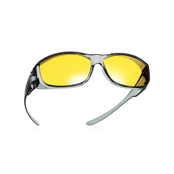 TINHAO Night Driving Wrap Around Glasses Fit Over Glasses for Men Women Anti Glare HD Night Vision Glasses