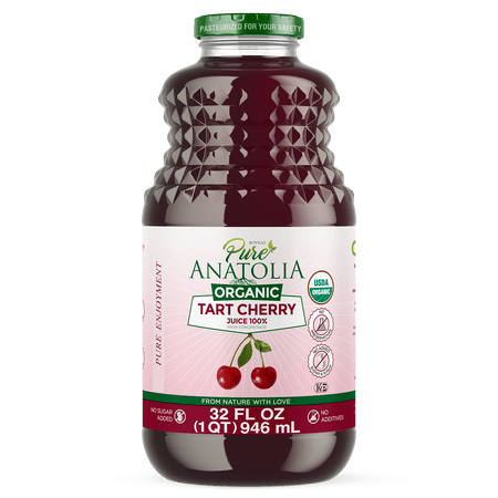 Pure Anatolia Organic Tart Cherry Juice, 32 Fl Oz Glass Bottle