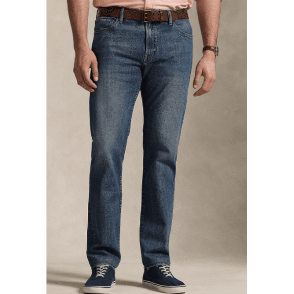 Polo Ralph Lauren Men's Blue Big & Tall Varick Slim Straight Stretch Jeans, 44Bx34