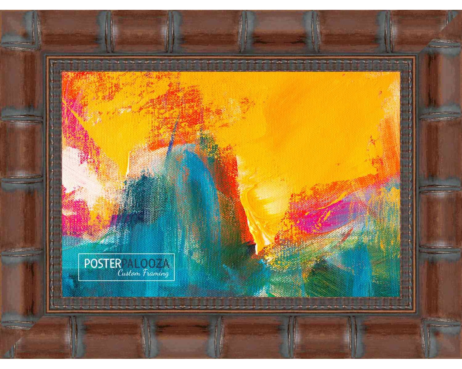 18x24 Brown Wide Bamboo Picture Frame - UV Acrylic, Foam Board Backing, Hanging Hardware