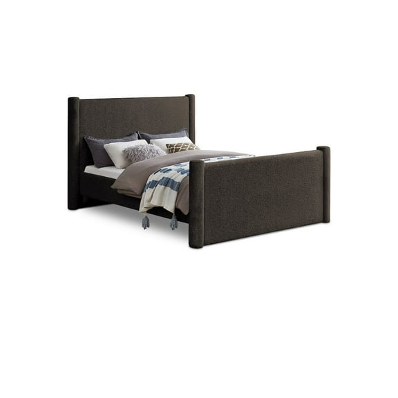 Meridian Furniture Elias Brown Boucle Fabric King Bed