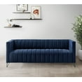 thumbnail image 3 of Home Design Kurtis Square Arm Sofa with Tufted Velvet Upholstery and Gold Metal Legs, Flared Arms, Modern Living Room Seating, Blue, 3 of 6