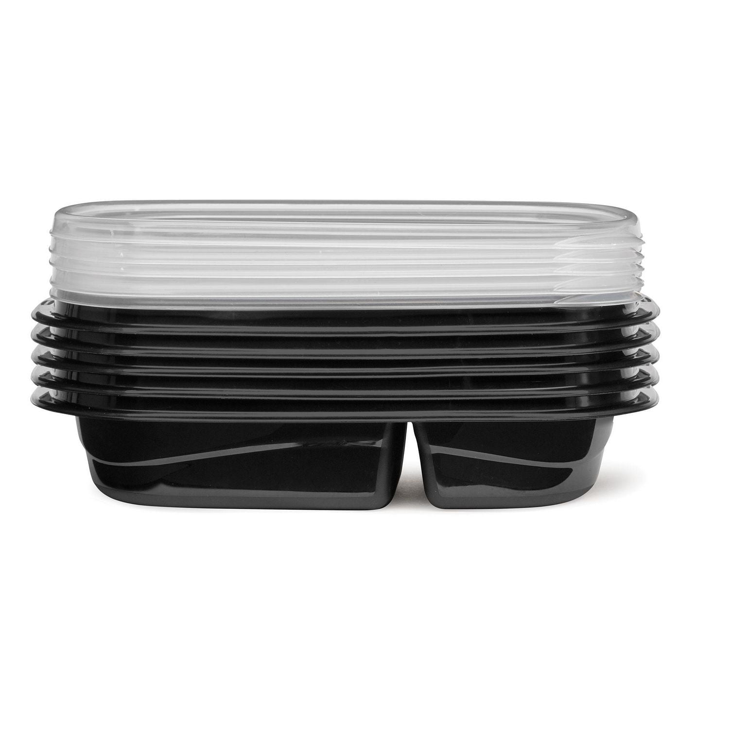Rubbermaid TakeAlongs 3.7-Cup Food Storage Containers with Divided Base, Black, 10 Piece Set