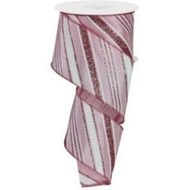 2.5" Diagonal Line Glitter Ribbon: Pink (10 Yards)