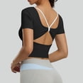 thumbnail image 2 of Sevevn Women's Short Sleeve Workout Crop Tops Open Back Twisted Strappy Scoop Neck Slim Fit Athletic Shirts Black 2XL, 2 of 9