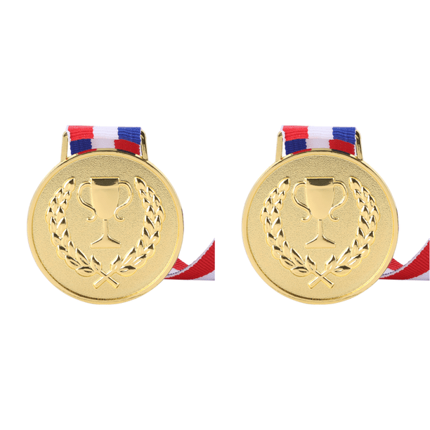 Medalla 4 9cm Dorada Con Cuello Cinta Metal Competiciones para Juegos Deportivos