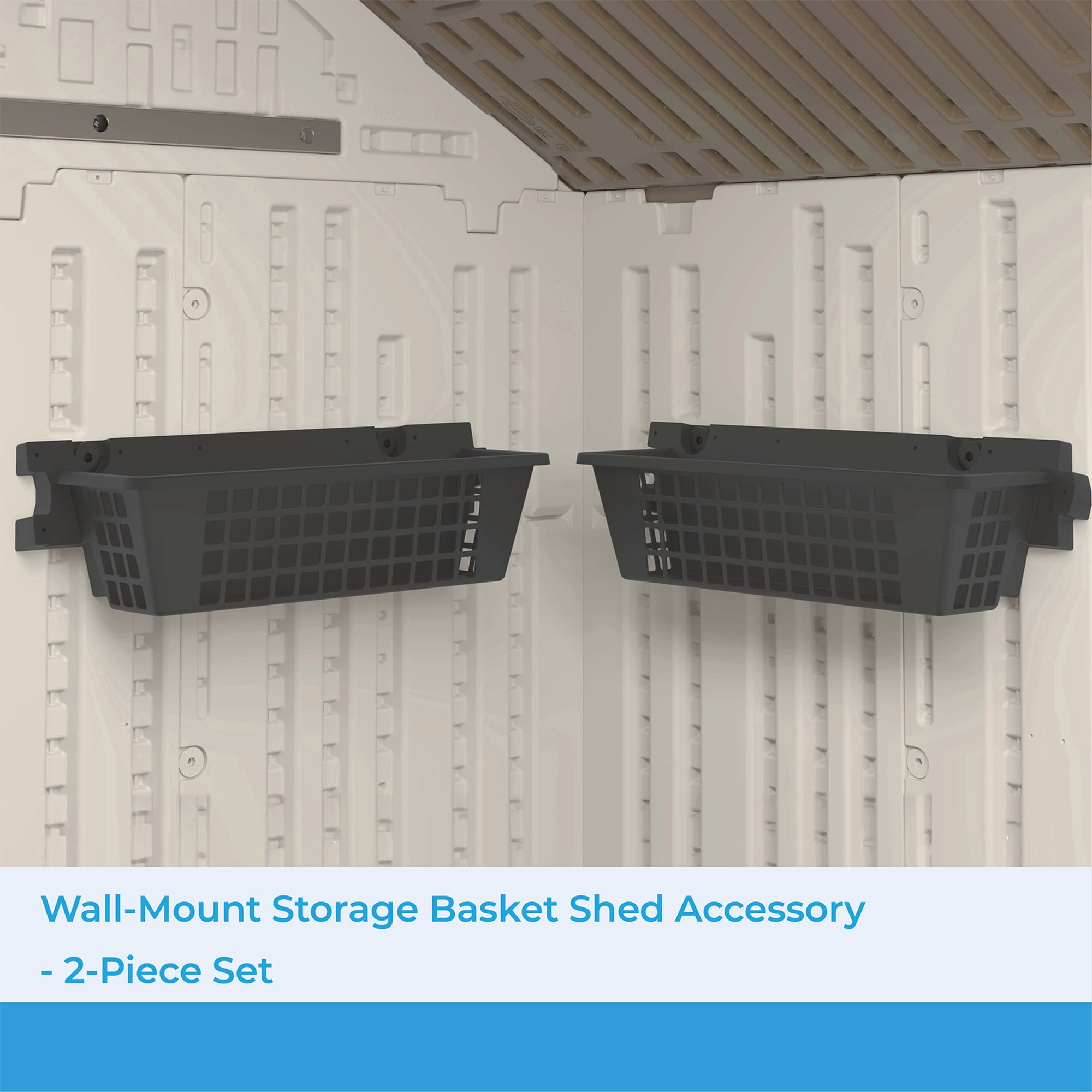 Suncast 8 Pack 25 x 7.25 Inch Resin Basket Accessory for Outdoor Shed, Black