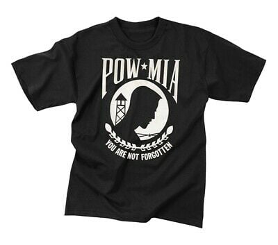 POW MIA Military T-shirt Black Prisoner of War Mens Tee Shirt Rothco 6605 