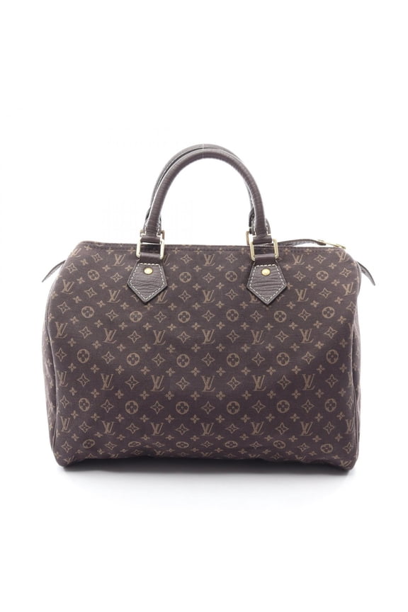 Pre-Owned Louis Vuitton Speedy 30 Monogram Mini Lin Ebene Handbag, Canvas and Leather, Women's,...
