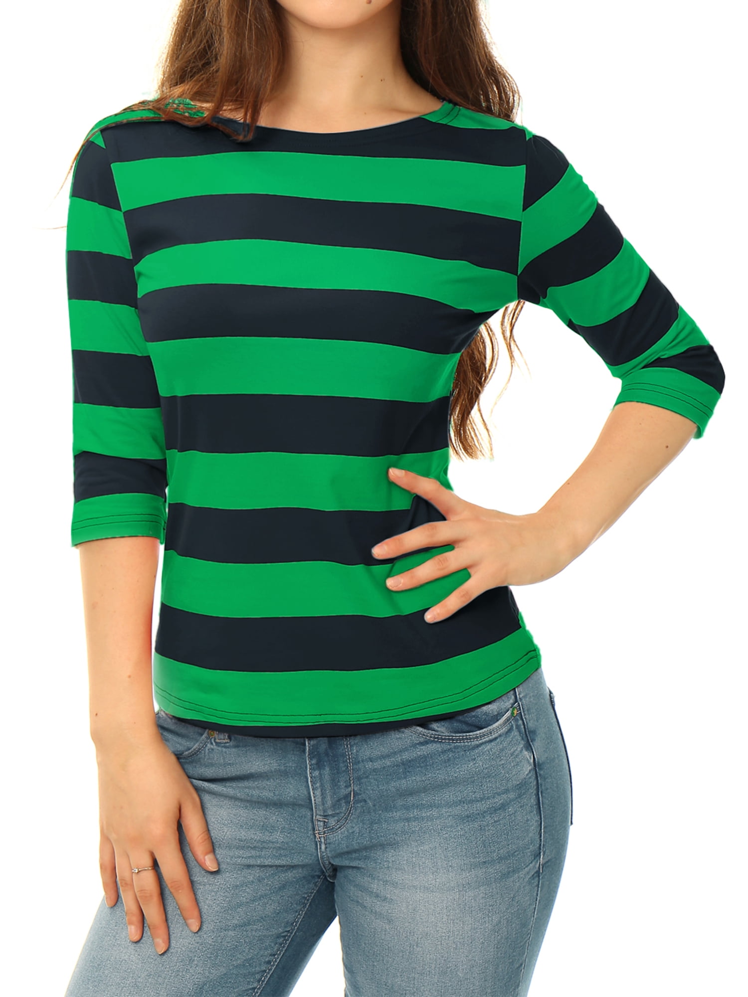 DARING DIVA Women's Halloween Costume Boat Neck Top T-Shirts M Dark Green