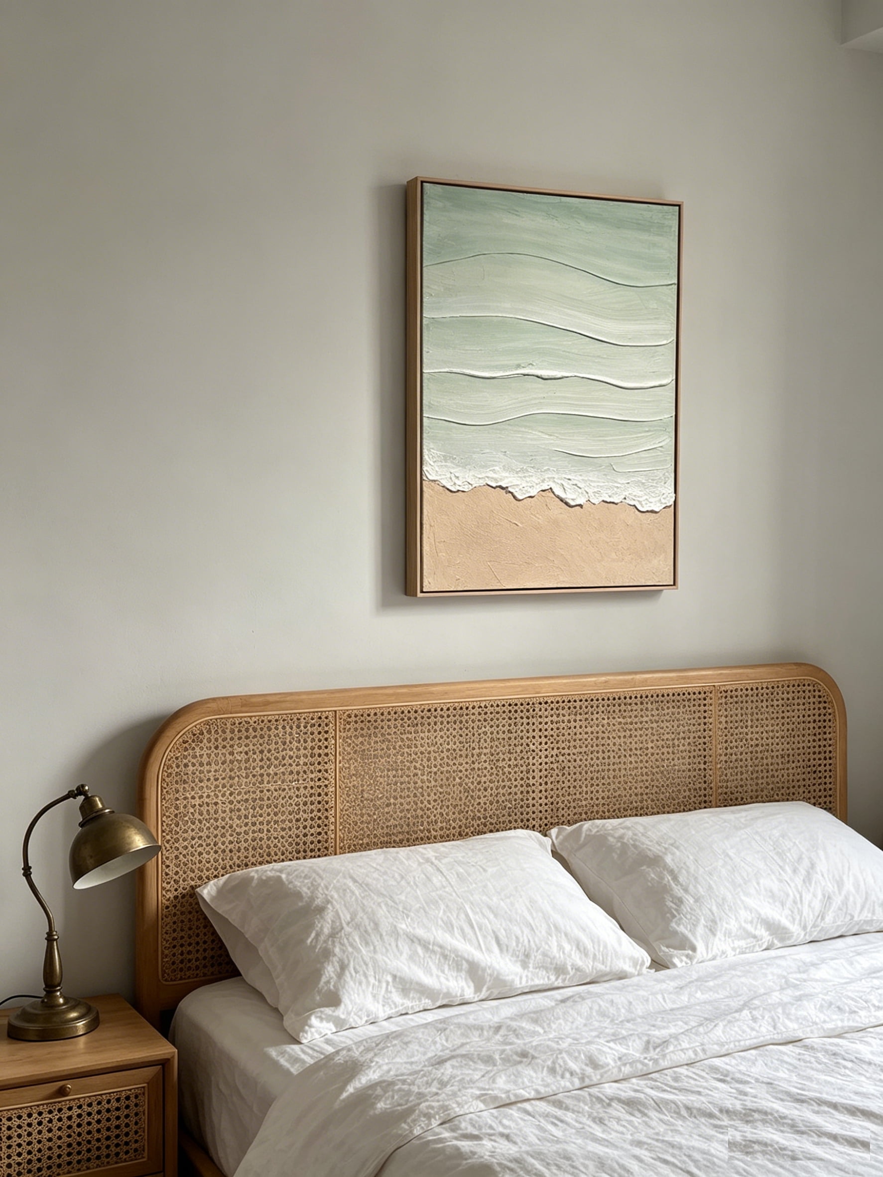 Euroco Framed Coastal Beach Landscape Canvas Wall Art, Abstract Seascape Print Ocean Scene Sea Painting Decor Seaside Artwork for Living Room Bedroom Bathroom 25x37 inch