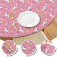 thumbnail image 4 of Pink Unicorn Heart Crescent Pattern Round Fitted Tablecloth with Elastic Edge,Dining Table Cover Waterproof,Outdoor Round Tablecloth for Camping,Dining,Indoor and Outdoor, 4 of 7