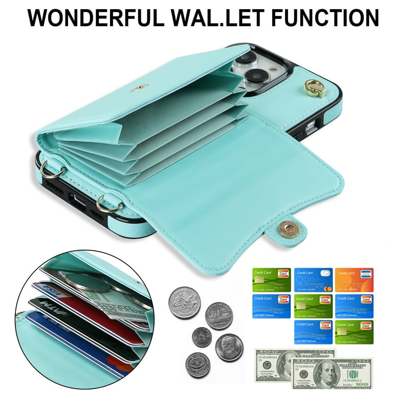 Feishell Shoulder Case for iPhone 12 Pro Max, Wallet with Credit Card  Holder Lanyard Crossbody Strap Women Girls Leather Magnetic Clasp  Protective Square Flip Cover For iPhone 12 Pro Max, Blue 