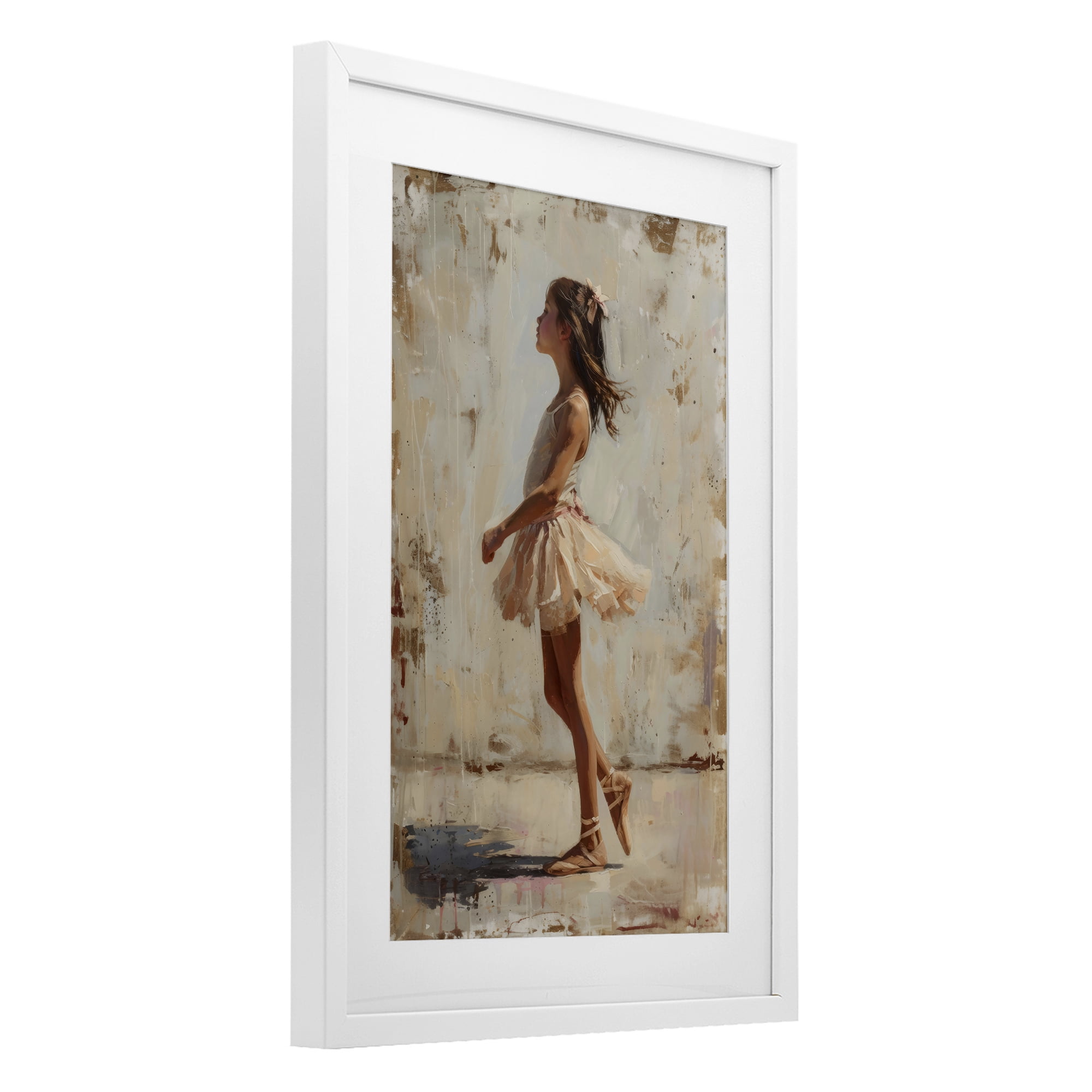 Stupell Industries Ballerina in Soft Light White Framed Print Under Glass, design by Creative Studio