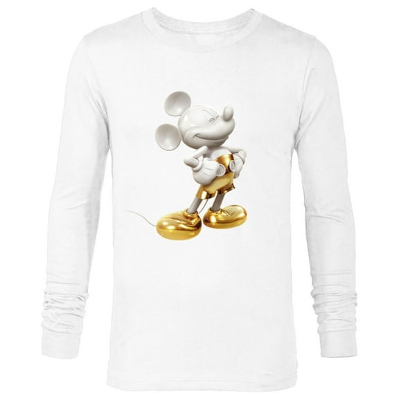 Disney Gold Mickey Mouse Pose - Long Sleeve T-Shirt for Men -Customized-White