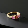 thumbnail image 3 of Gem Stone King 18K Yellow Gold Plated Silver Ring Oval Garnet Pink Moissanite (1.99 Cttw) (Size 9), 3 of 4